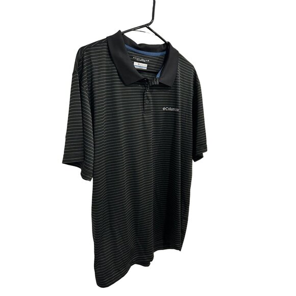 Columbia Mens Omni-Shade Polo Shirt Black Striped Short Sleeve Sz XL - Picture 3 of 7